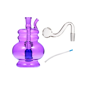 4.5 inch 10mm Gourd Shaped Purple Glass Bubbler Oil Burner Water Pipe
