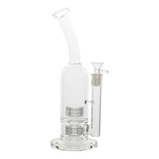 18mm 12inch Dual Twin Bent Neck Matrix Perc Water Pipe Glass Bong