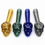 4 inch Tobacco Smoking Glass Hand Pipe With Skull Bowl
