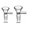 2PCS 14mm 18mm Male Dry Herb Flower Glass Bowl with Handle Smoking Bong Tool Accessory