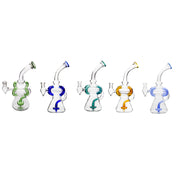 9.45” 14mm Female Glass Water Pipe Recycler Bong Dab Rig with Perc Arms Bowl