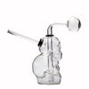 Double Skull Glass Oil Burner Pipe Smoking Water Pipe Bong